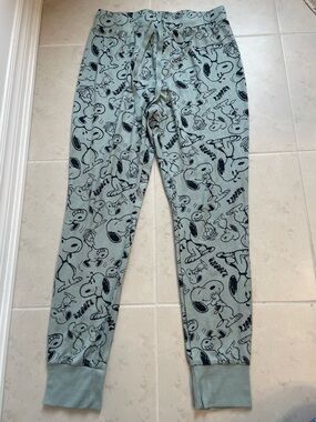 Vintage Snoopy Graphic Jogger Pants in Sage Green